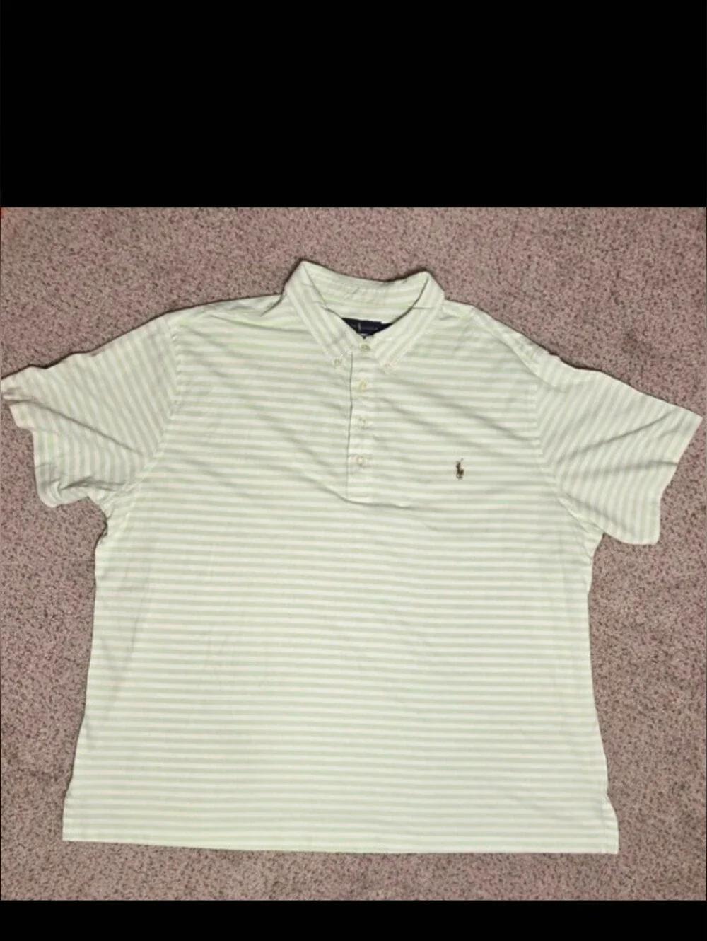 Ralph Lauren Knit Oxford Green White Stripes Collar Polo Flesh Pony Men's 4XB
